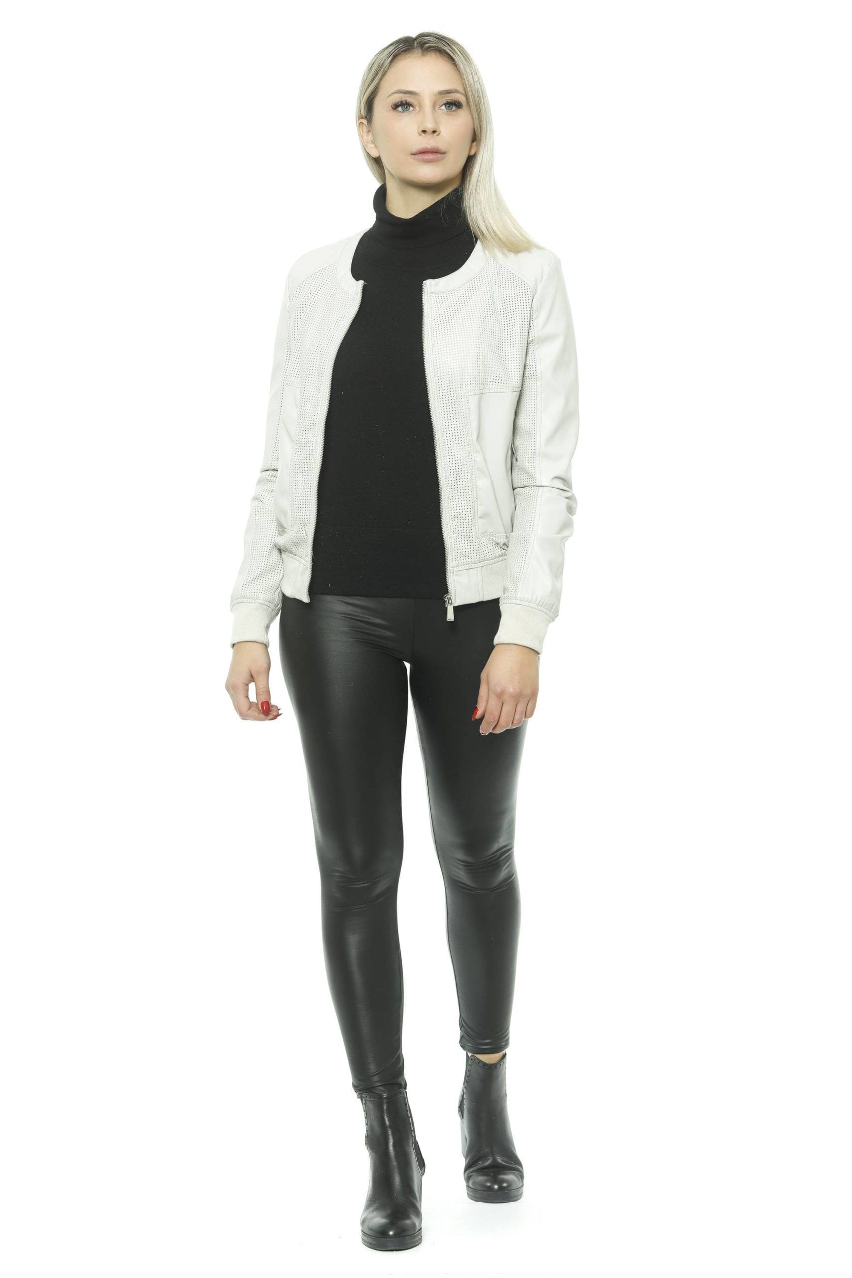 19V69 Italia Chic Beige Perforated Faux Leather Jacket - Image 4